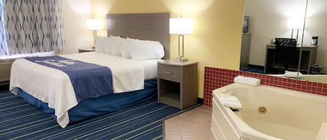 Suite, 1 King Bed, Non Smoking, Jetted Tub | Premium bedding, desk, laptop workspace, free WiFi