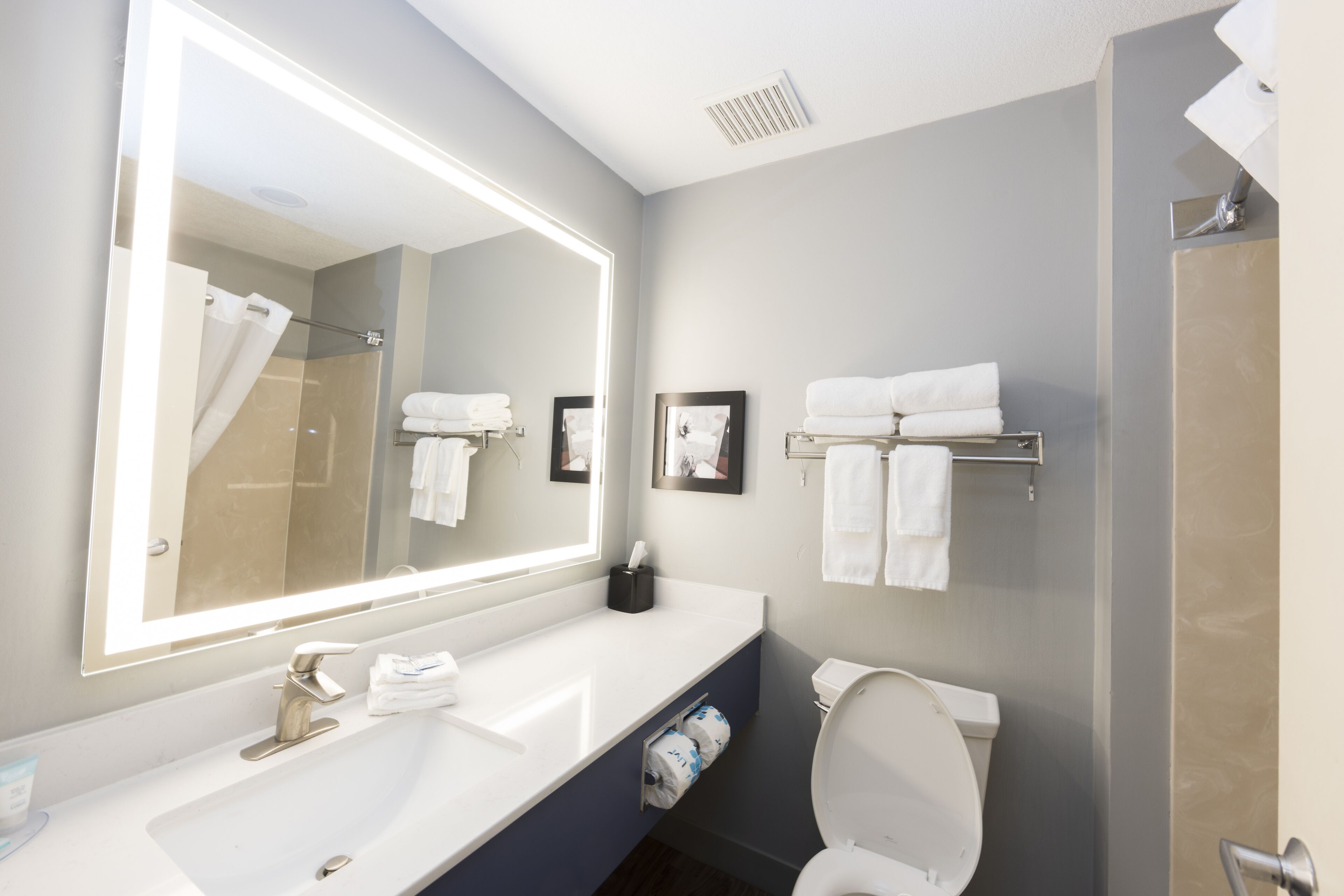 free toiletries, hair dryer, towels, soap