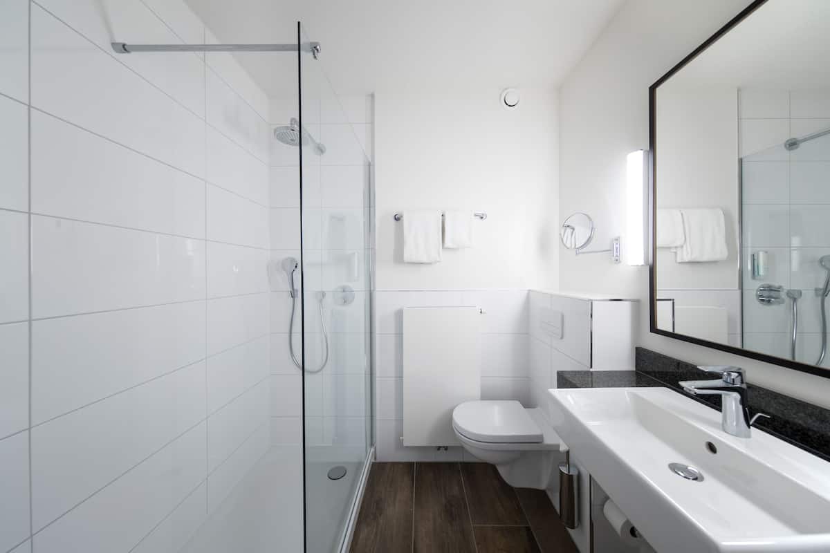 deluxe room, 2 single beds | bathroom | shower, free toiletries, hair dryer, towels