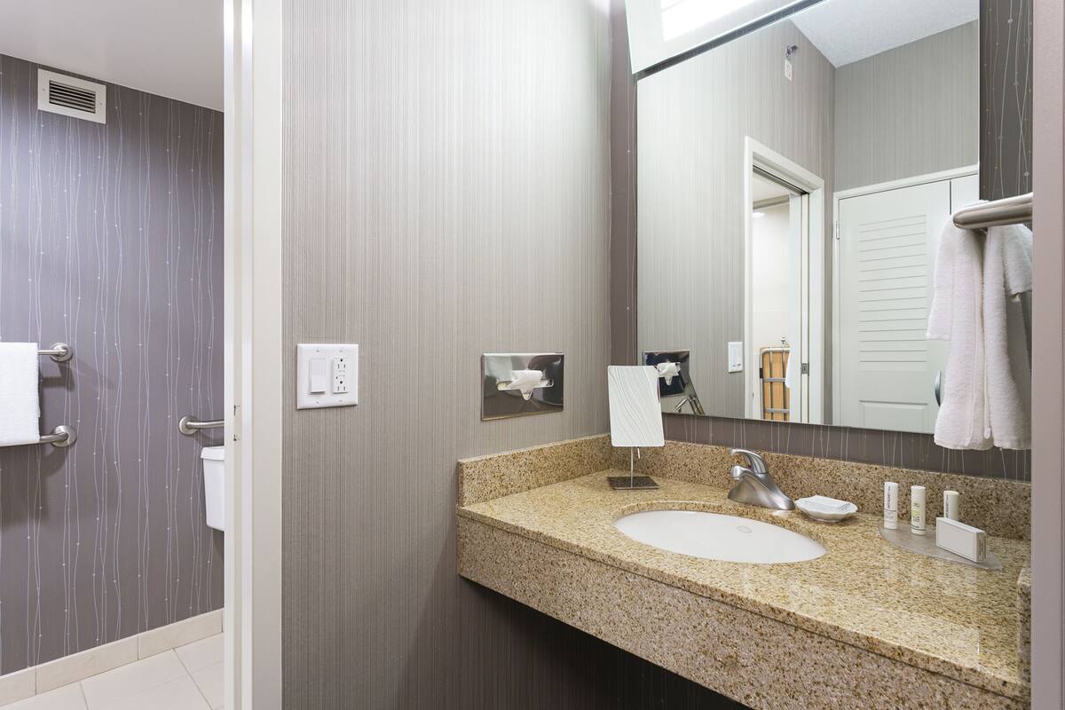 free toiletries, hair dryer, towels, soap