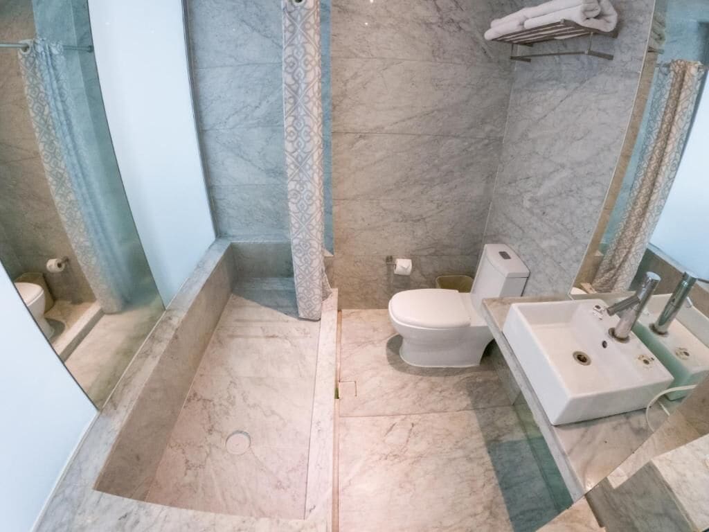 Habitación estándar | Baño | Ducha y cabezal de ducha tipo lluvia