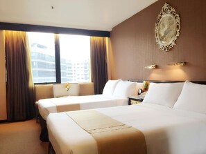 Deluxe Garden View Double Room with Two Double Beds | Premium bedding, minibar, in-room safe, individually decorated