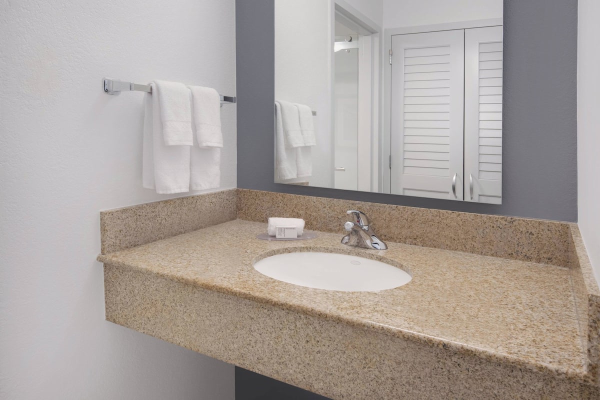 free toiletries, hair dryer, towels