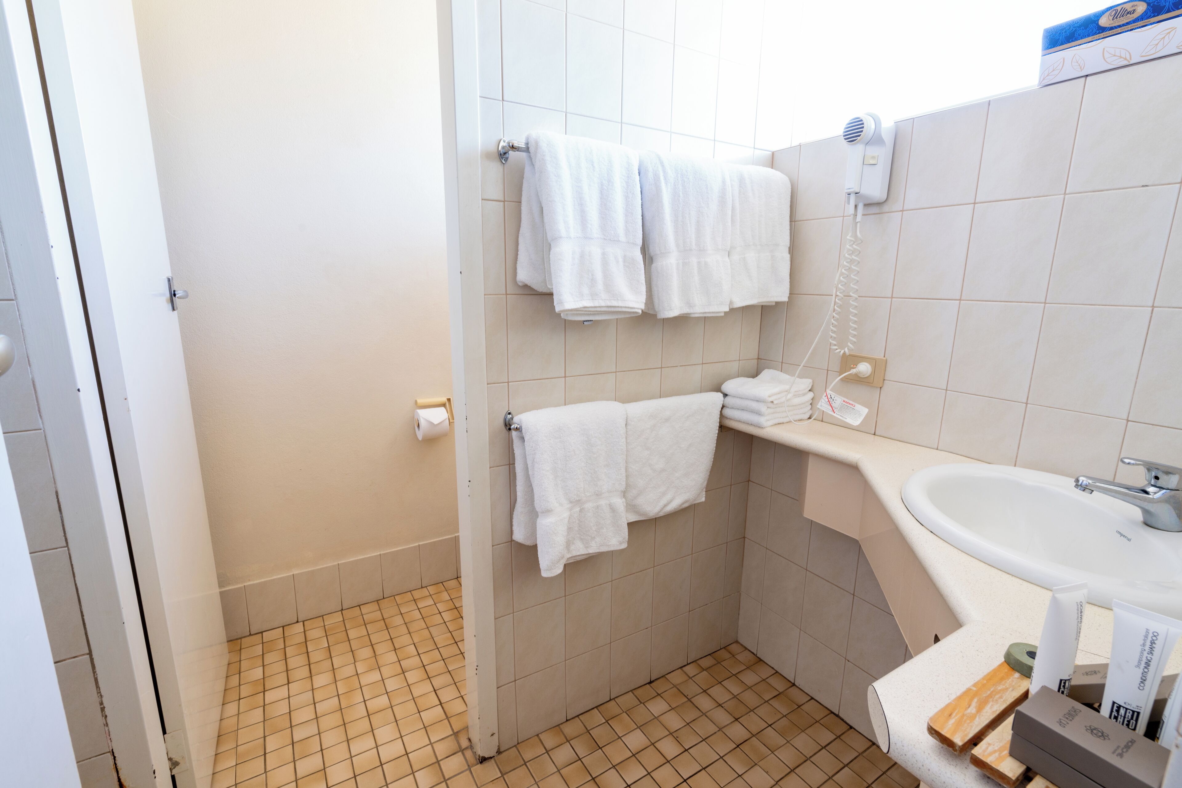 family room | bathroom | free toiletries, hair dryer, towels