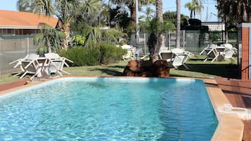 Outdoor pool, sun loungers