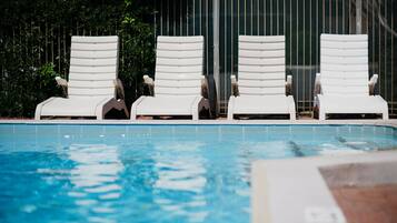 Outdoor pool, pool loungers