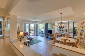 Garden Villa 1 Bedroom 2 Bath | Living area | 32-inch flat-screen TV with cable channels, TV