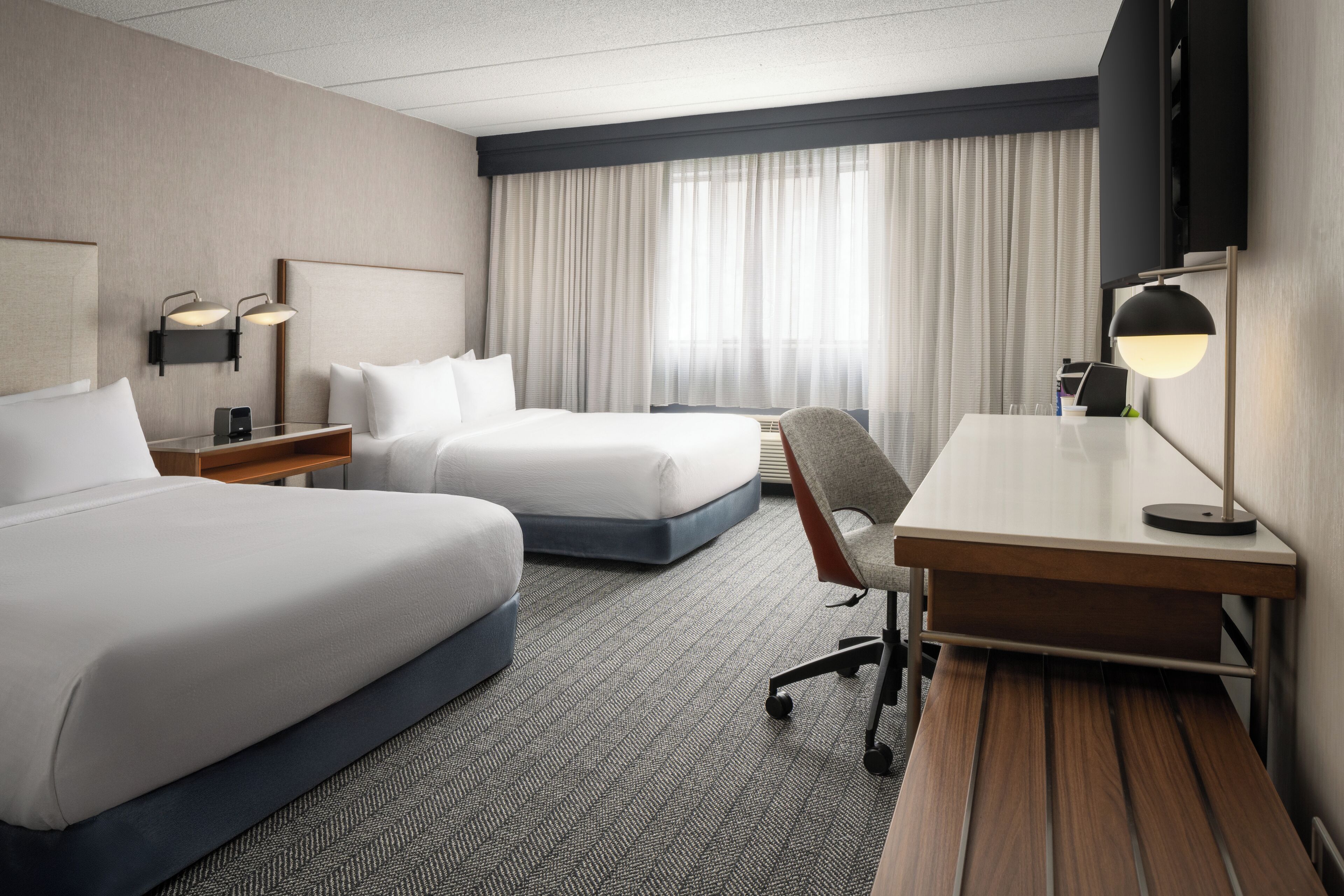 Room, 2 Queen Beds (Mobility Accessible, Tub) | Hypo-allergenic bedding, desk, laptop workspace, iron/ironing board