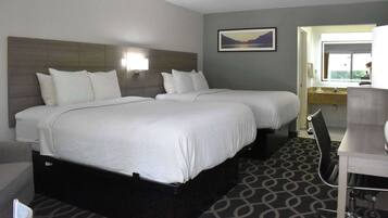 Room, 2 Queen Beds, Non Smoking | Desk, iron/ironing board, free WiFi, bed sheets