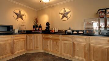 Fridge, microwave, coffee/tea maker