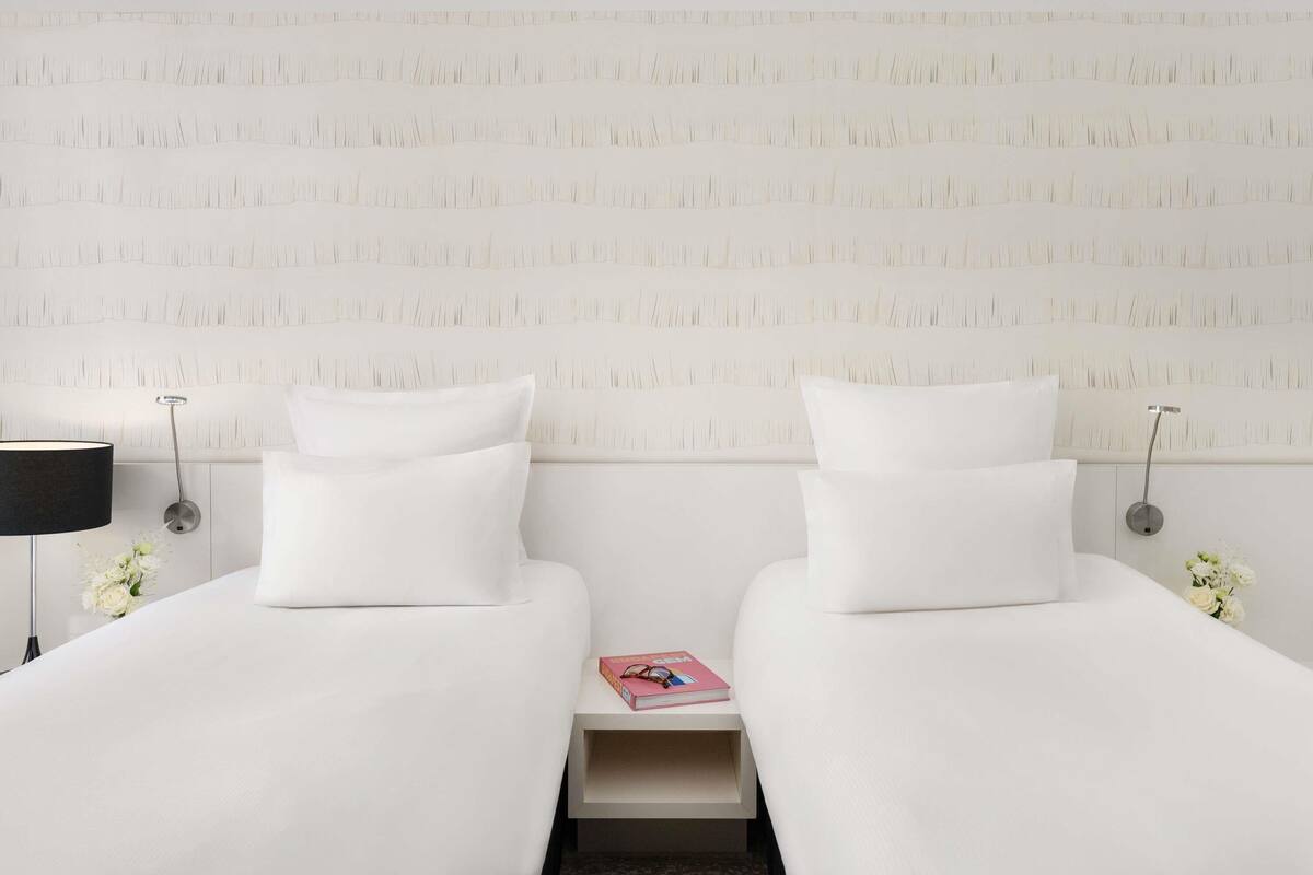 Hypo-allergenic bedding, minibar, in-room safe, desk