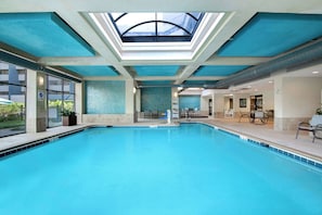 Indoor pool, seasonal outdoor pool, open 8:00 AM to 10 PM, pool loungers