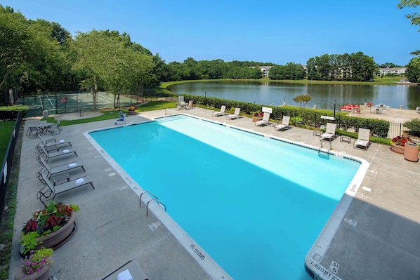 Indoor pool, seasonal outdoor pool, open 8:00 AM to 10 PM, pool loungers