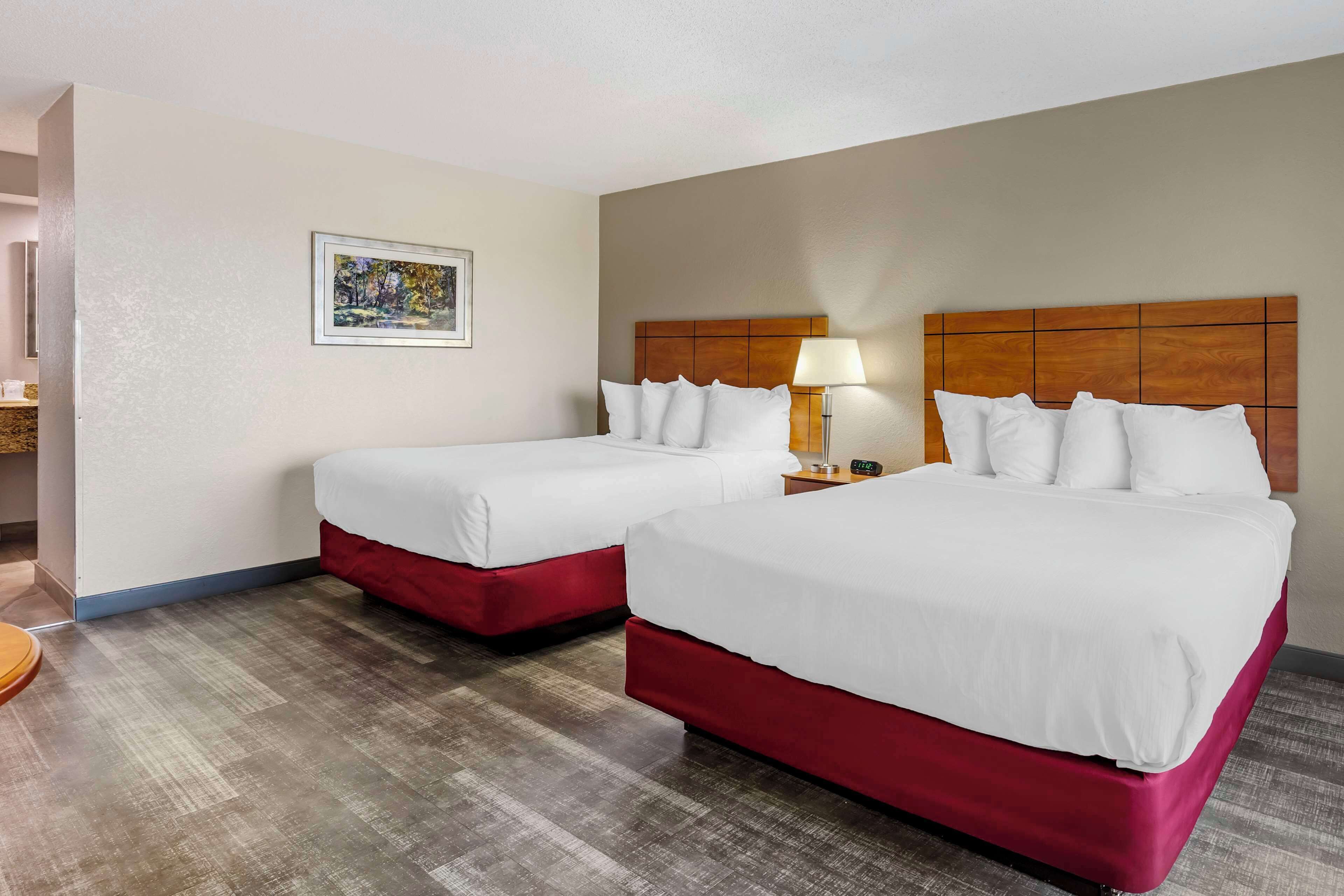 standard room, 2 queen beds, non smoking, refrigerator & microwave (pet friendly) | pillow-top beds, iron/ironing board, cots/infant beds, wifi