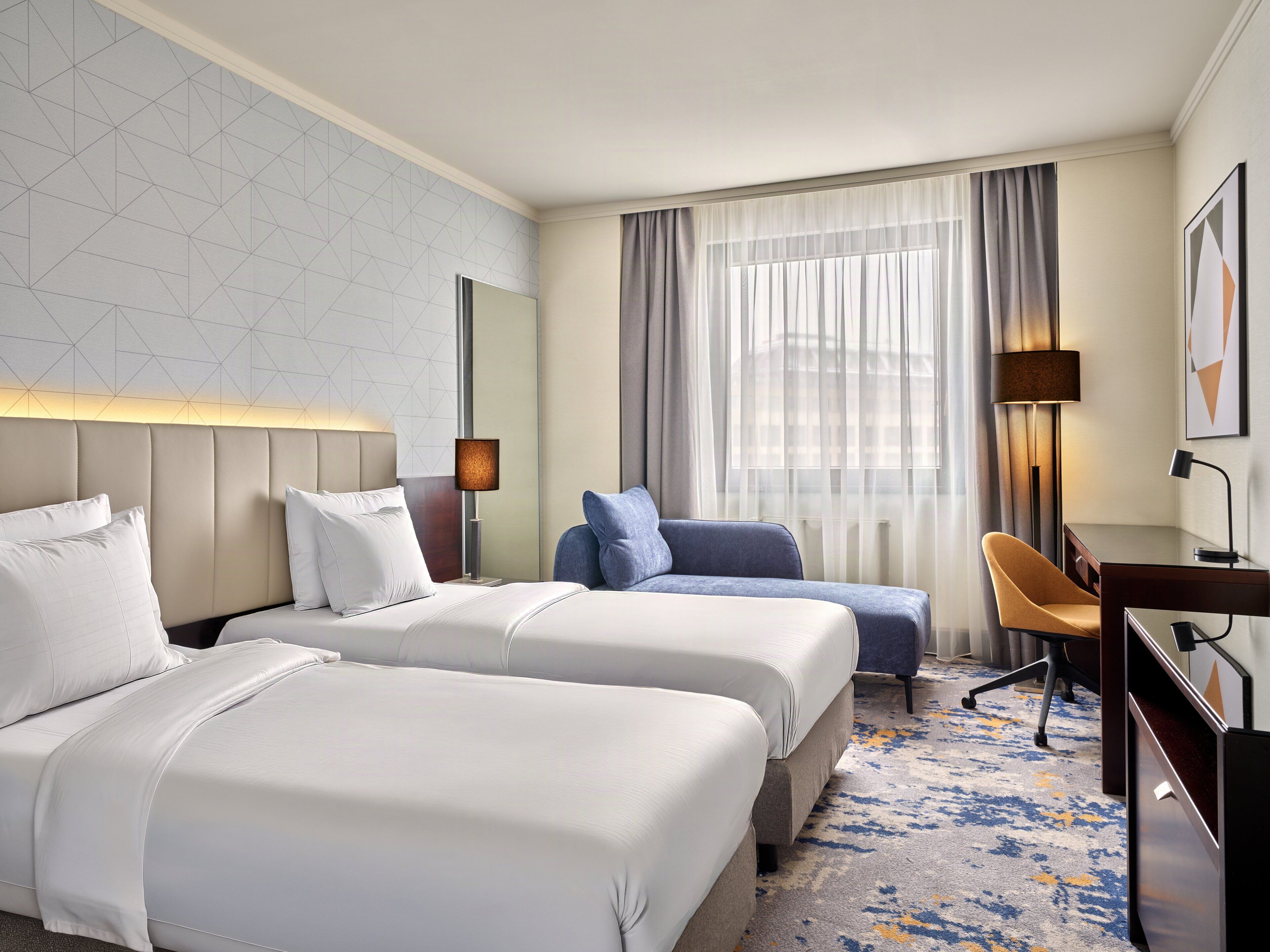 Hypo-allergenic bedding, down duvets, Select Comfort beds, minibar