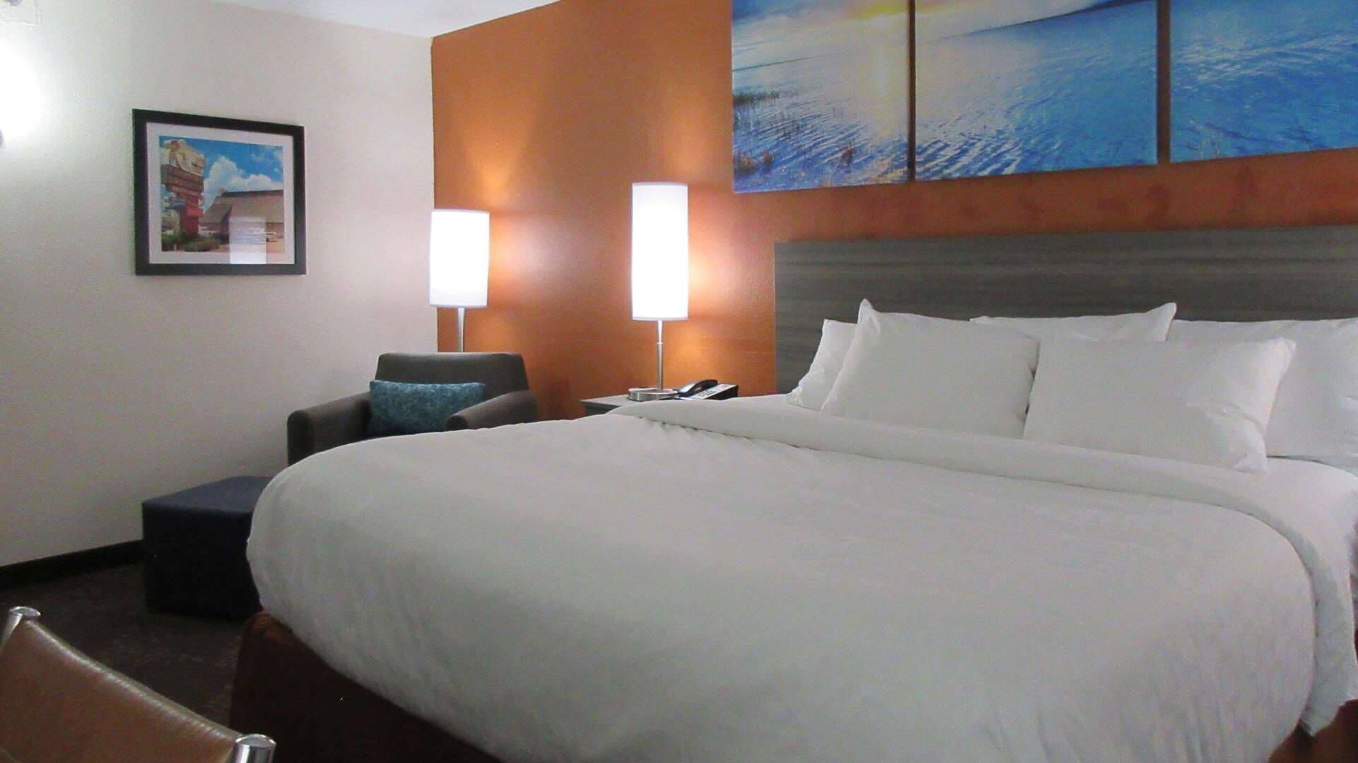 Premium bedding, down comforters, pillowtop beds, desk