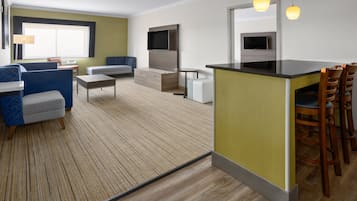 1 bedroom, desk, blackout curtains, iron/ironing board