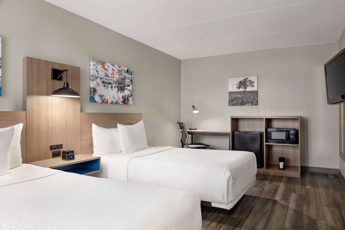Room, 2 Double Beds, Accessible, Non Smoking (Mobility,Tub w/Grab Bars) | Premium bedding, desk, blackout drapes, iron/ironing board