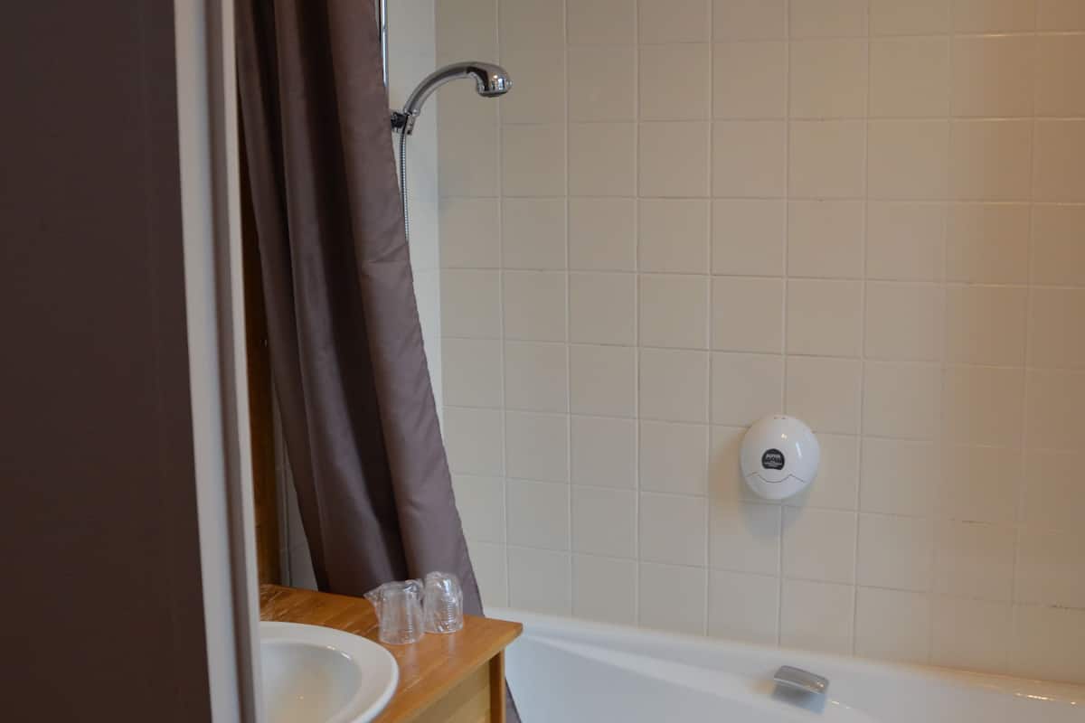 free toiletries, hair dryer, towels