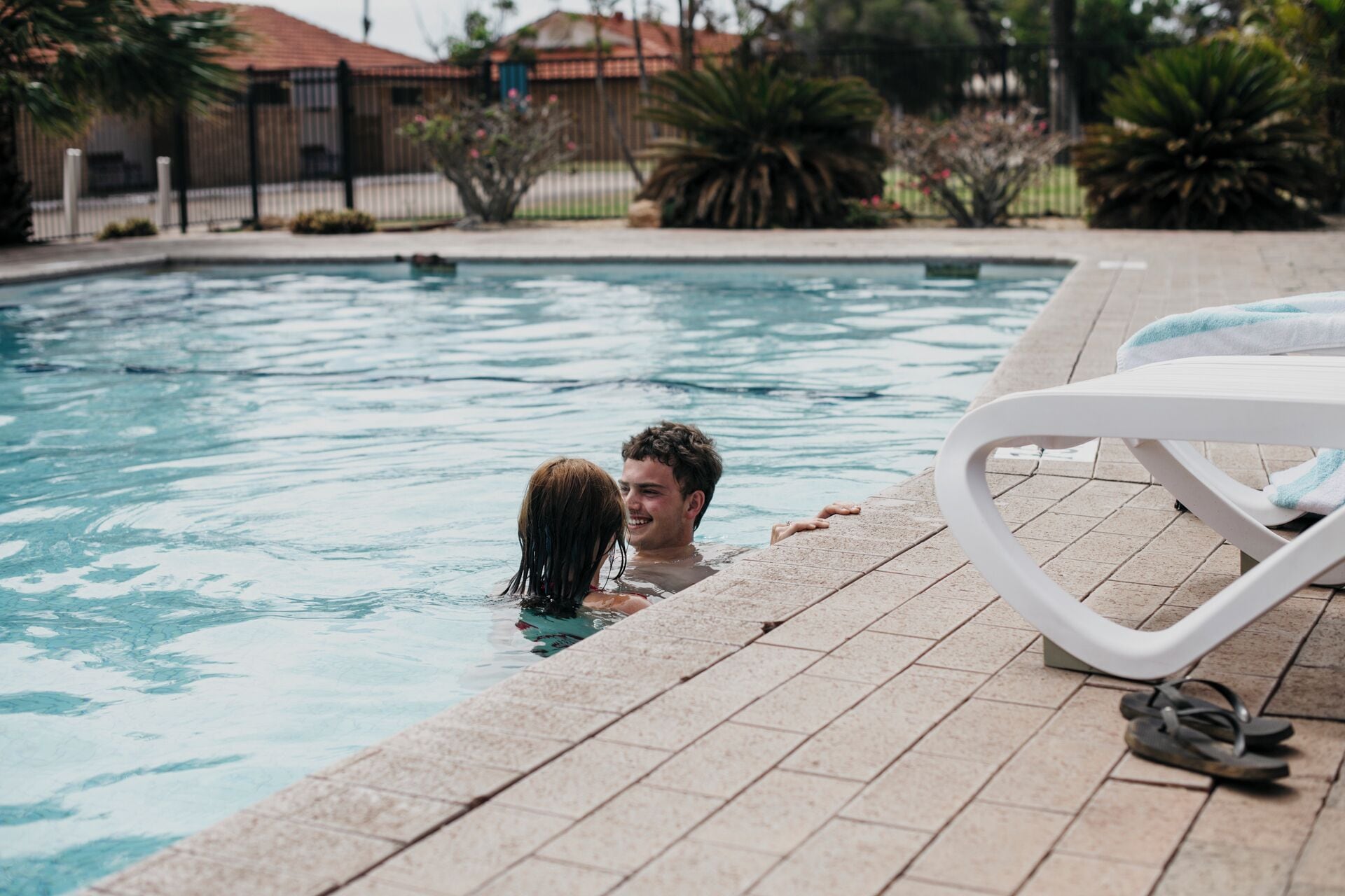 Outdoor pool, pool loungers
