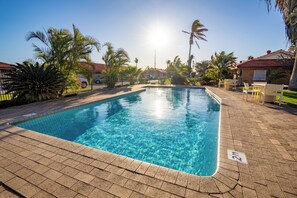 Outdoor pool, sun loungers