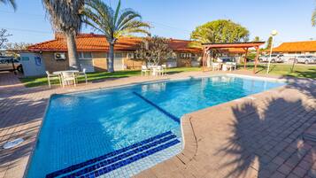 Outdoor pool, sun loungers