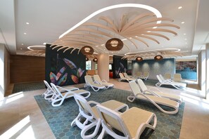 2 indoor pools, outdoor pool, pool loungers