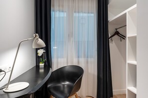 Quadruple Room - Complimentary soft minibar, courtesy tray, Chromecast - digital press | Minibar, in-room safe, desk, blackout drapes