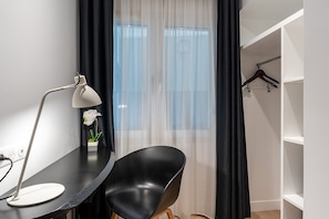 Quadruple Room - Complimentary soft minibar, courtesy tray, Chromecast - digital press | Minibar, in-room safe, desk, blackout drapes