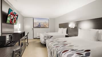 Premium bedding, down duvets, desk, laptop workspace