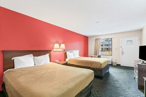 Room, 2 Queen Beds, Non Smoking | Desk, free WiFi, bed sheets, alarm clocks