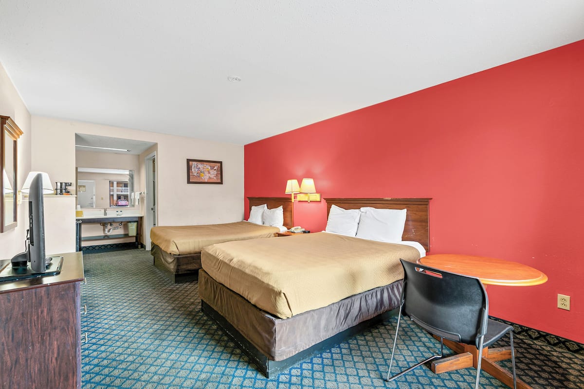 Room, 2 Queen Beds, Non Smoking | Desk, free WiFi, bed sheets, alarm clocks