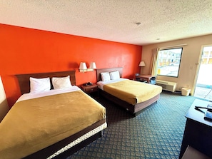 Desk, free WiFi, bed sheets, alarm clocks