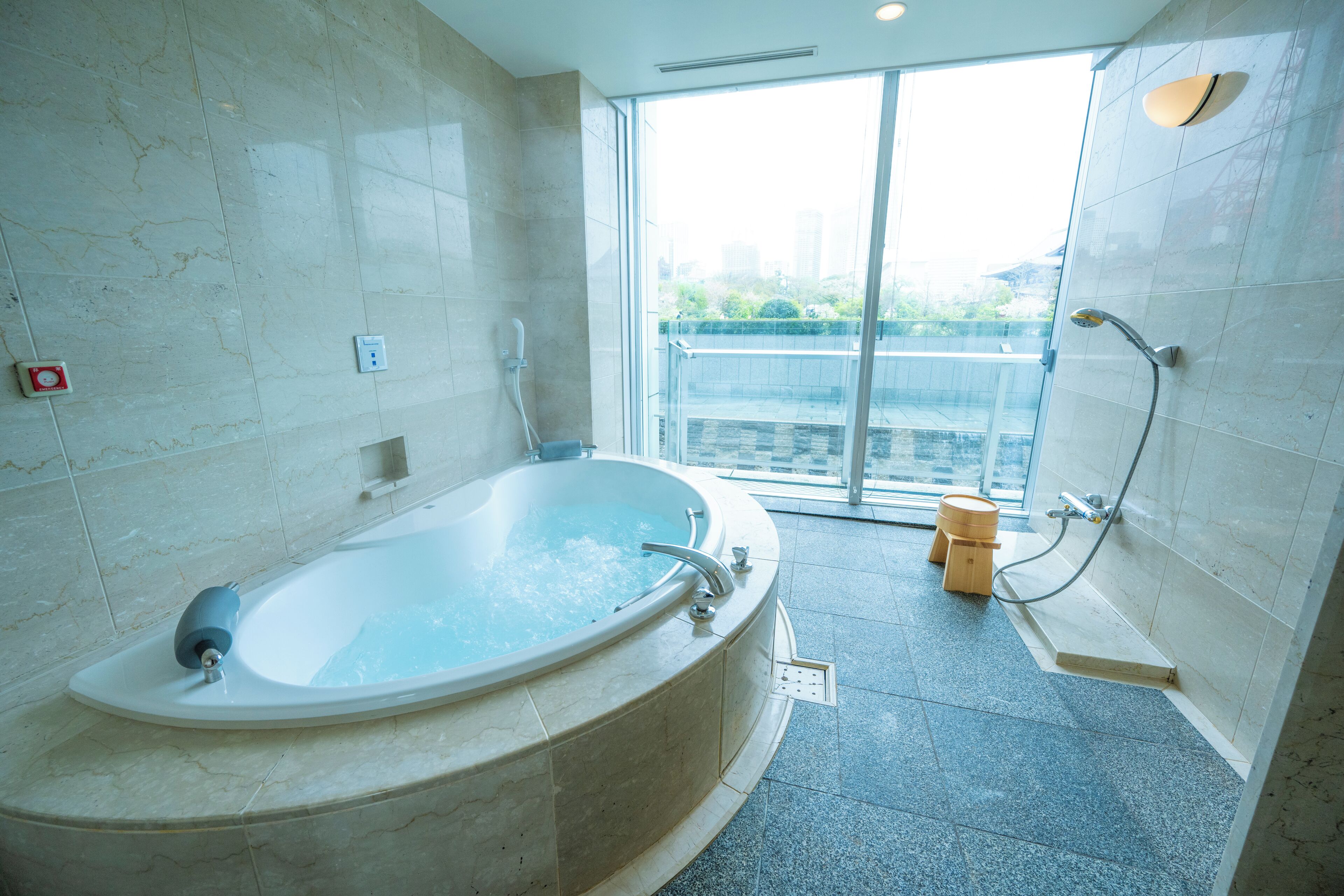 japanese garden luxury suite, non smoking, 2f [ 2 single beds and 4 japanese futons] | bathroom | separate bathtub and shower, designer toiletries, hair dryer, bathrobes