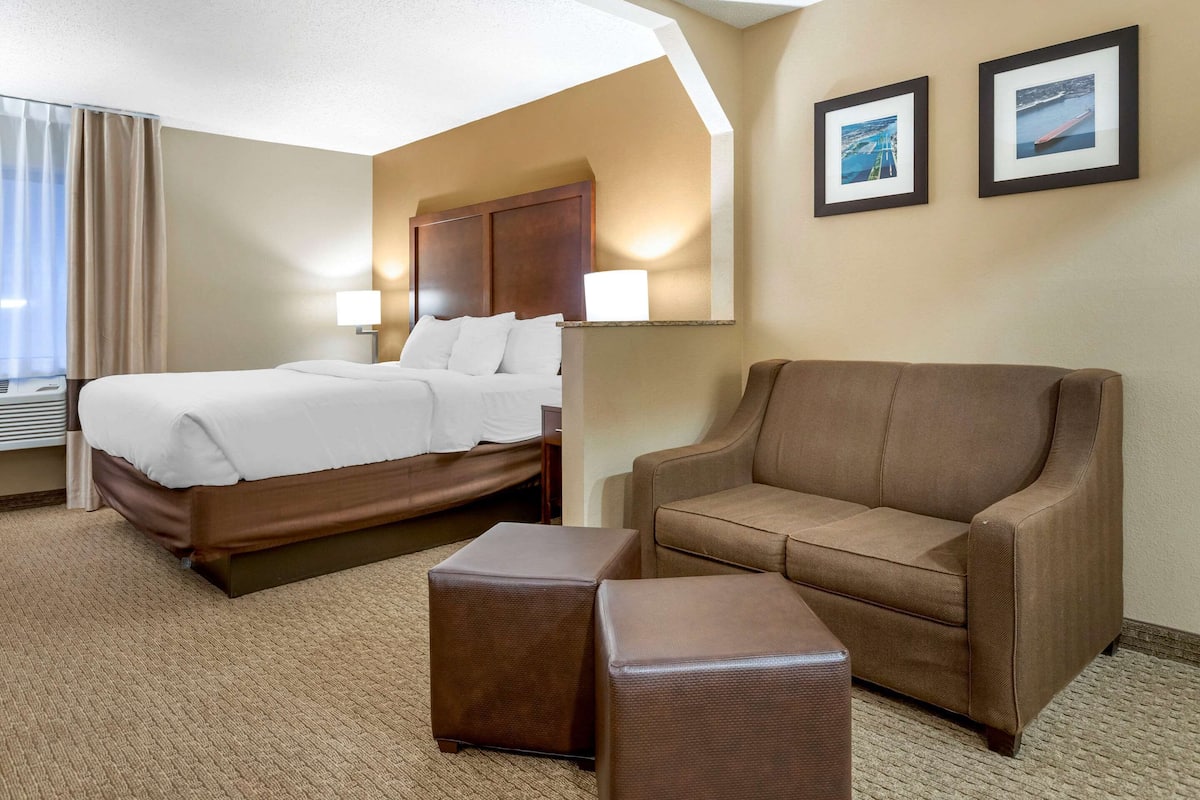 Suite, 1 letto king con divano letto, non fumatori, idromassaggio | 1 camera, biancheria da letto di alta qualità, materassi a doppio strato