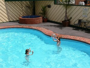 Outdoor pool, sun loungers