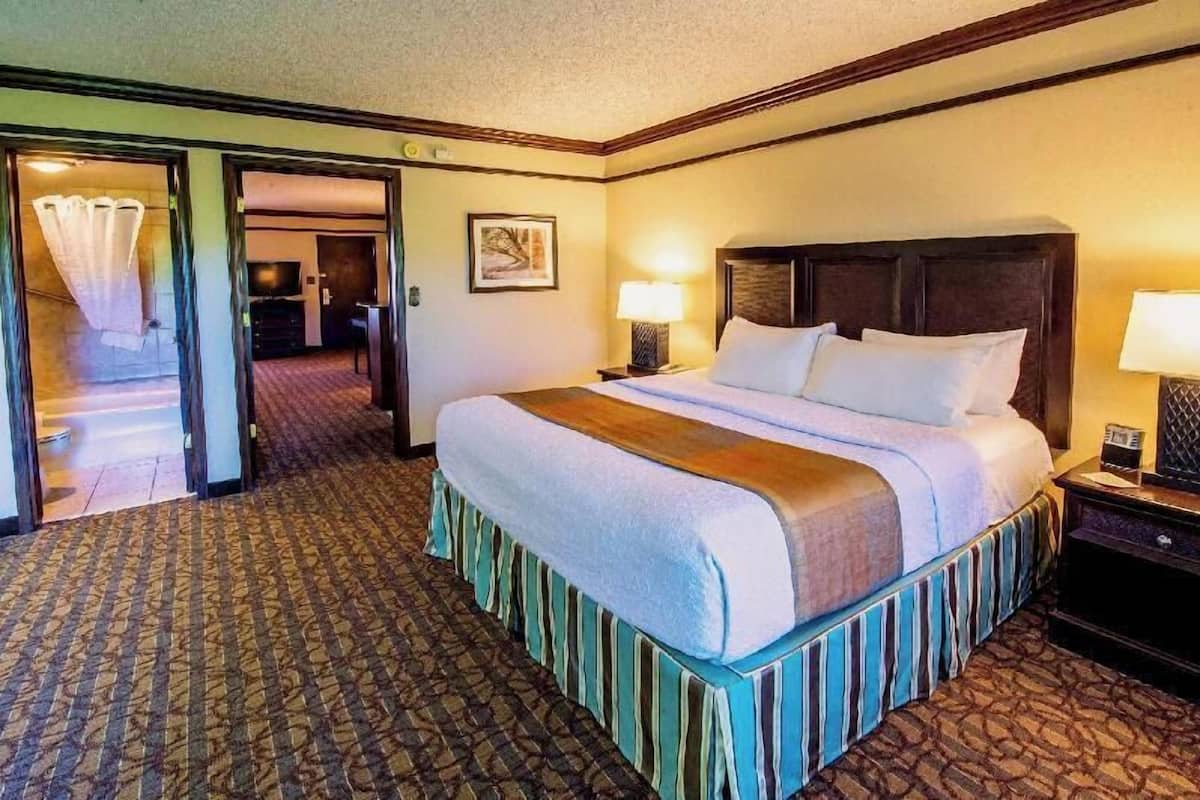 Premium bedding, pillow-top beds, desk, laptop workspace