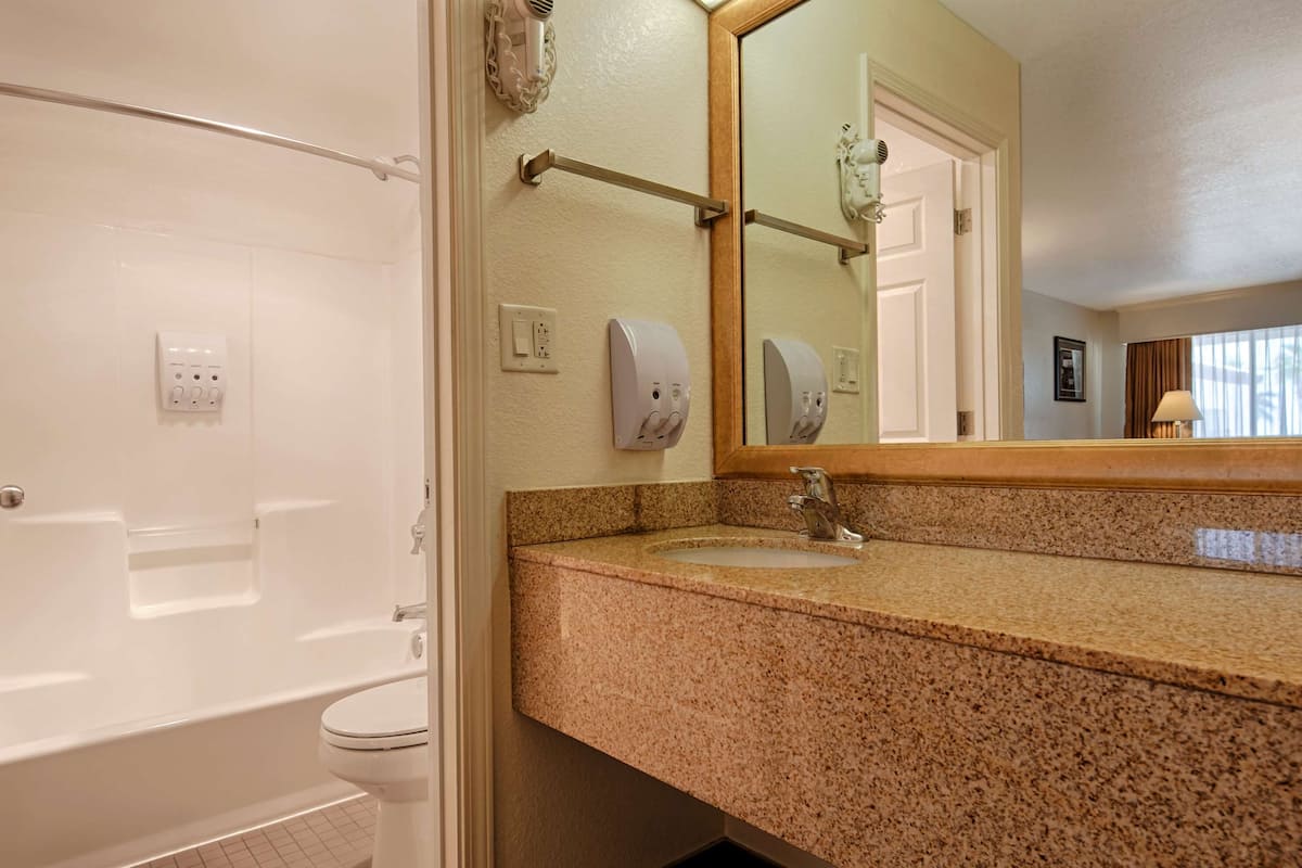 free toiletries, hair dryer, towels