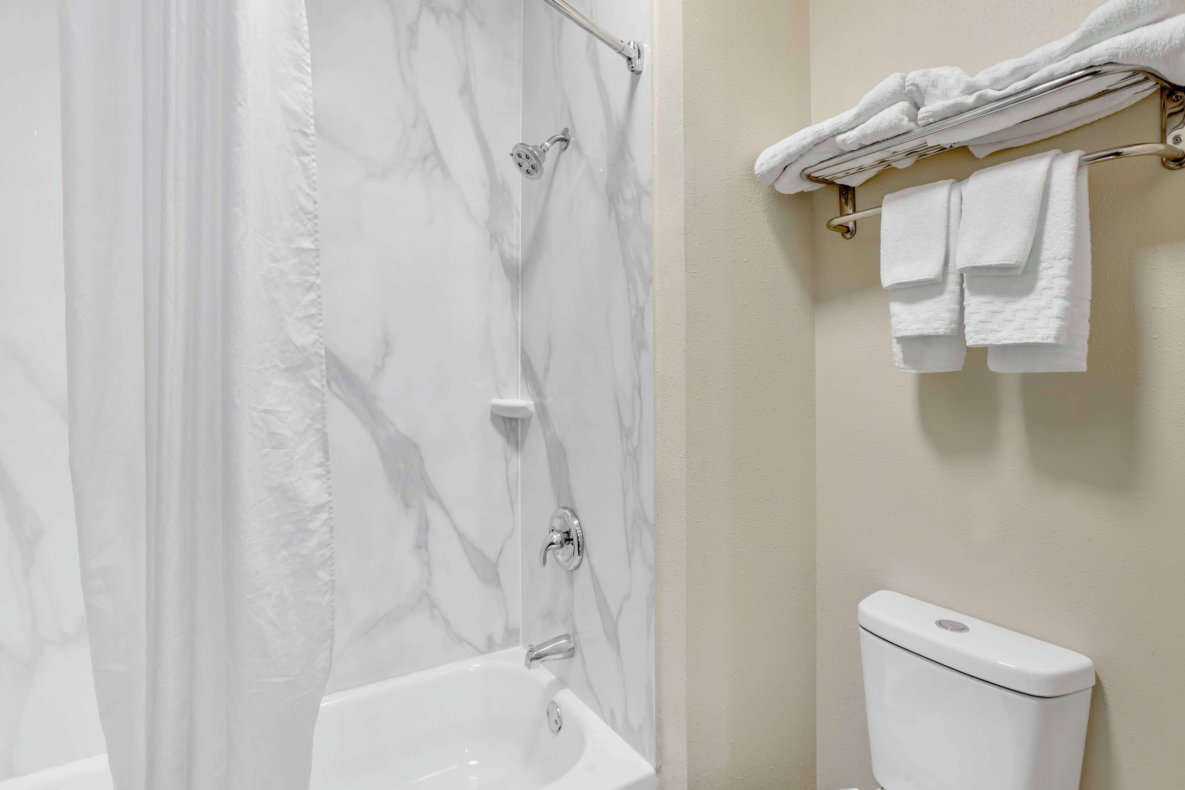 A bathroom with a bathtub, a shower, and a toilet.
