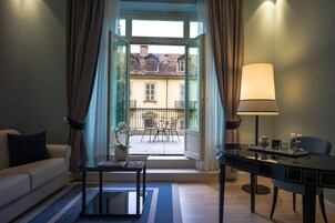 Deluxe Double Room, Balcony | Down comforters, free minibar items, in-room safe, desk