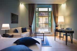 Deluxe Double Room, Balcony | Down duvets, free minibar items, in-room safe, desk