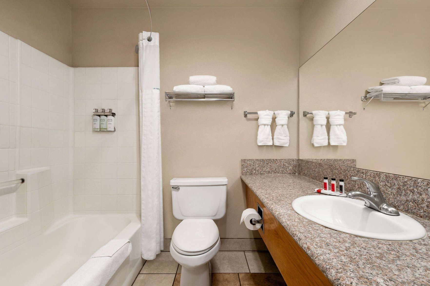 Bathroom | Combined shower/bathtub, free toiletries, hair dryer, towels