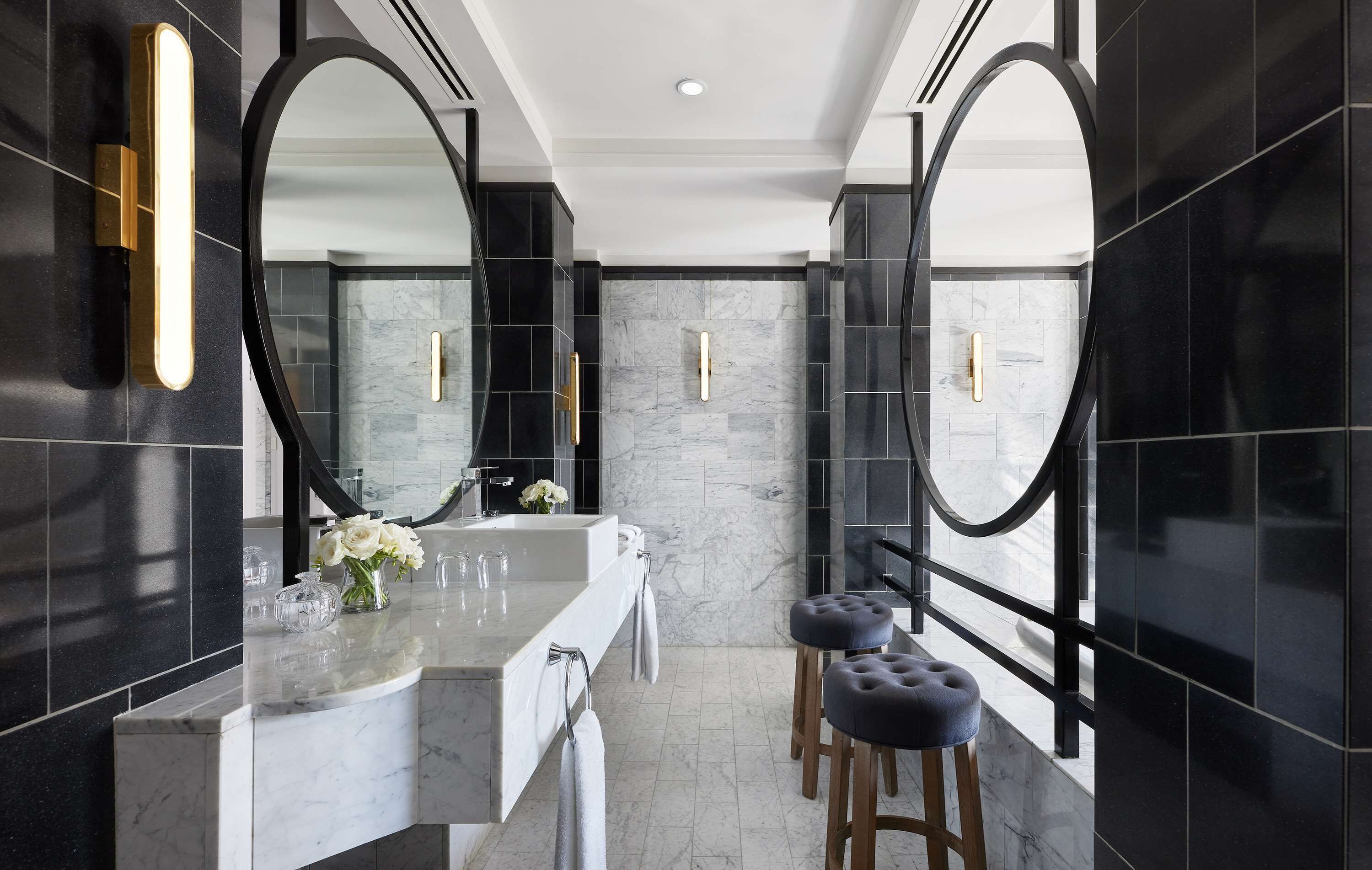 separate bathtub and shower, deep-soaking bathtub, free toiletries