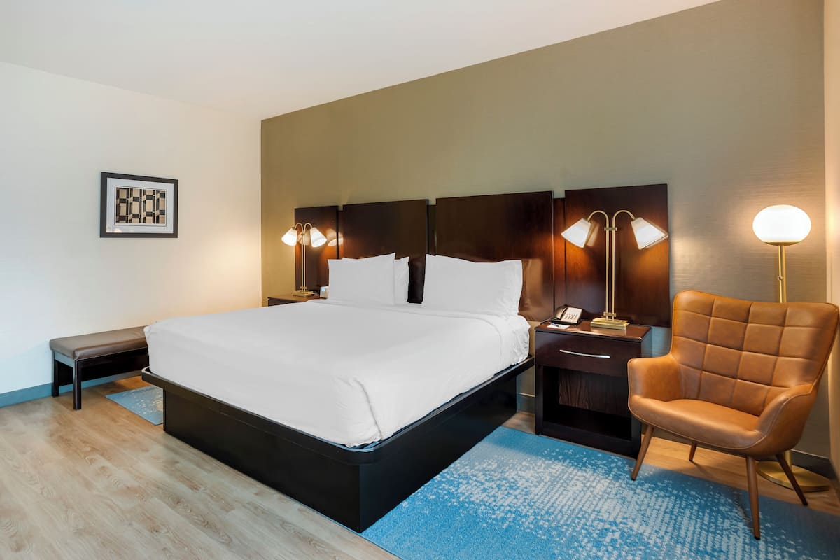 Chambre Standard, 1 trĂšs grand lit, non-fumeur (Mobility/Hearing Access, Roll-in Shwr) | Lit avec matelas Ă plateau-coussin, coffre-fort