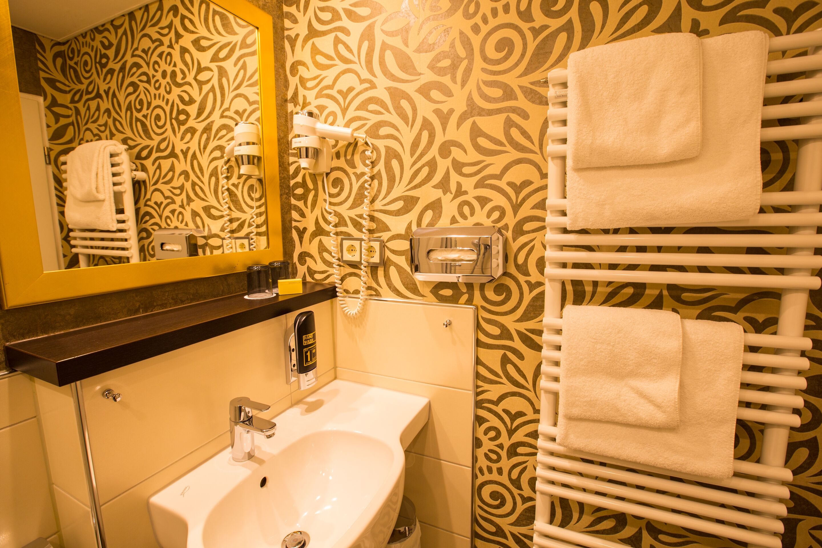 comfort double room | bathroom | hair dryer, towels