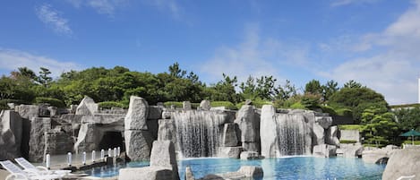 Indoor pool, open 9:00 AM to 9:00 PM, pool loungers