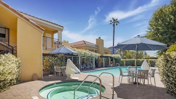 Outdoor pool, pool umbrellas