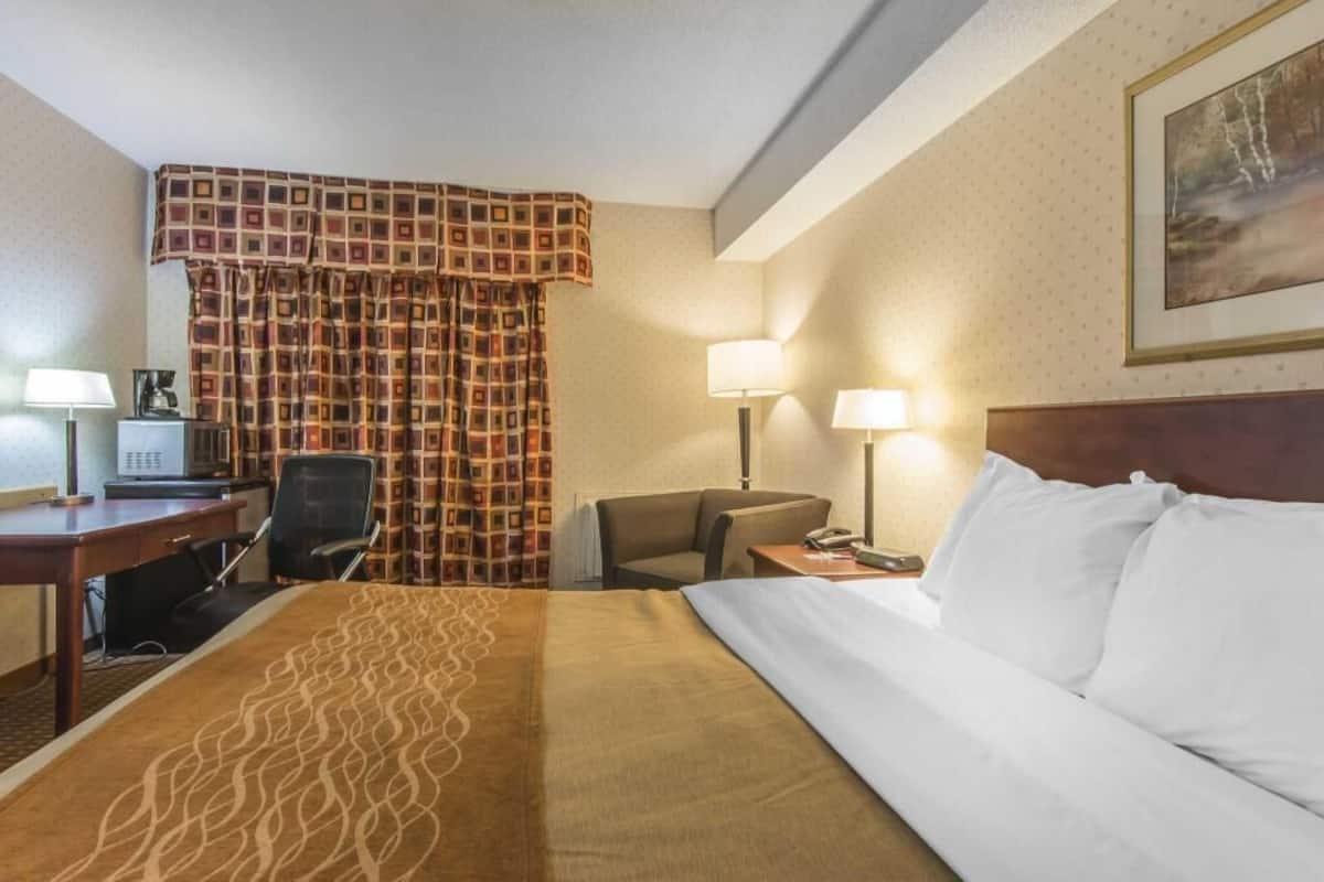 Premium bedding, desk, blackout drapes, iron/ironing board