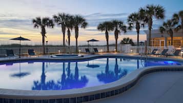 Outdoor pool, open 8:00 AM to 10:00 PM, pool umbrellas, sun loungers