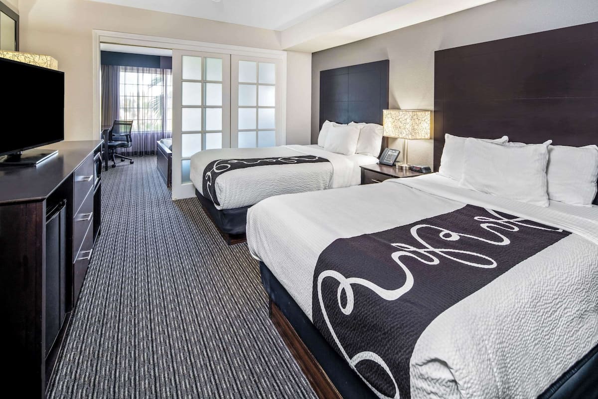 2 Full Beds, Family Suite | Premium bedding, desk, blackout drapes, iron/ironing board